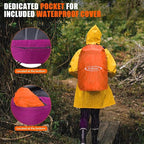 G4Free 35L Hiking Backpack Water Resistant Outdoor Sports Travel Daypack Lightweight with Rain Cover for Women Men(Rose Red)