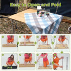 ATEPA Bamboo Folding Table, 32 * 24'' Adjustable Height Folding Camping Table, Eco Friendly l Wooden Folding Table with Aluminum Legs, Carry Bag for Picnic Beach Fishing Outdoor Indoor, 2-4 Person