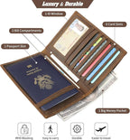 Genuine Leather Passport Holder, RFID Blocking Travel Wallet for Men & Women (Brown)