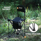 PORTAL Extra Large Quick Folding Tripod Stool with Backrest Fishing Camping Chair with Carry Strap
