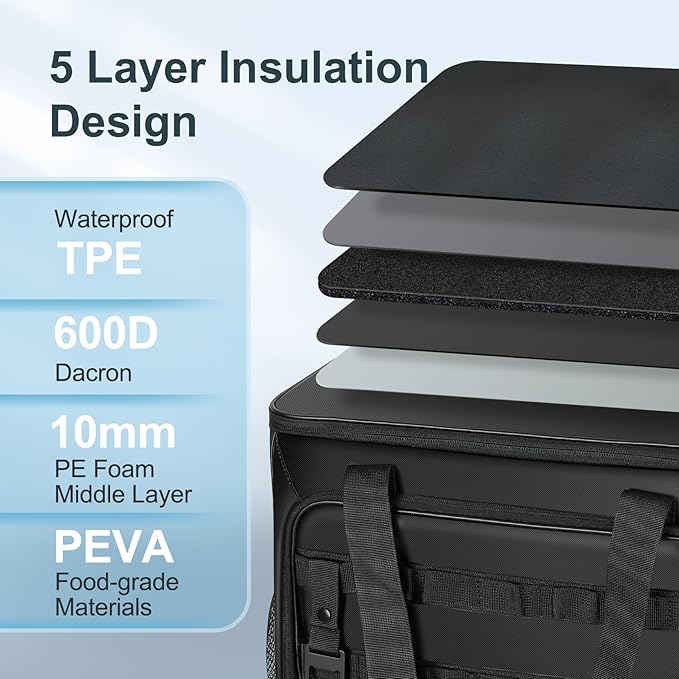 Soft Cooler Bag, 30 Cans Collapsible Cooler with Adjustable Shoulder Straps, White Ice Chest for Camping, Beach, Hiking, Picnic