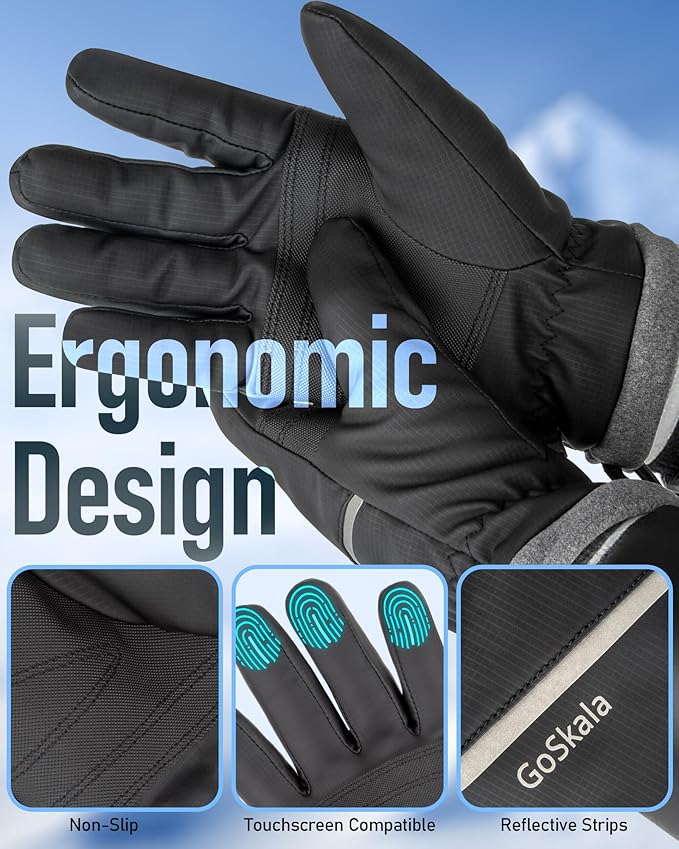 Winter Gloves Men Women,Waterproof Windproof Touchscreen Thermal for Cold Weather Outdoor Running Cycling Hiking