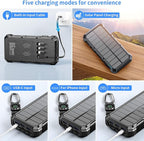 Solar Charger Power Bank 49800mAh Wireless Charger QC 3.0 Fast Charging Power Bank 8 Outputs 4 Inputs Solar Portable Charger Compatible with All Mobile Devices,SOS/Strobe/Strong Flashlights (Black)