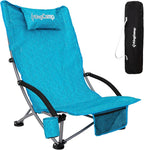 KingCamp Low Beach Chairs, Portable Folding Chair for Adults Extra Wide Ergonomic High Back Seat 300lbs Heavy Duty Lightweight Oversized Gear with Carry Bag for Outdoor Lawn Camping Picnic