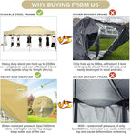 COBIZI 10x20 Pop up Canopy Tent 10x20 Canopy with 6 Sidewalls Waterproof Heavy Duty Gazebo Commercial Canopy Tent for Parties Outdoor Gazebo, Carry Bag with Wheel(10x20ft, Khaki)