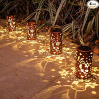 4 Pack Solar Lanterns Outdoor Waterproof Hummingbirds Birthday Gifts for Women Mom Grandma Garden Decor Metal Hanging LED Decorative Light for Patio Yard Lawn Backyard Front Porch Gardening Gifts