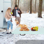 4 FT Folding Table with Carry Handle, Portable Fold-in-Half Plastic Table, Rectangle Foldable Table for Indoor/Outdoor Blue