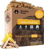 Double Tree Fire Starter Sticks - 100% Natural Cedar Wood Kindling, Quick & Easy Burning for Campfire, Camping Cooking Stove, Fire Pit, Fireplace & Grilling, lndoor & Outdoor - (Large 1 Cubic ft)