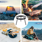 Lineslife Folding Campfire Tripod for Cooking, Portable Camping Tripod Stand for Solo Stove Bonfire Fire Pit, Dutch Oven, Open Fire, Iron Black