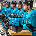 Cannon Sports 1 Liter Sports Water Bottle, BPA-Free, 34 Oz Capacity, Large Mouth, 2 lids (Straw and Squeeze) with Carrier, Great For Helmet Sports Such As Hockey, Lacrosse, Football, Boxing (Clear)