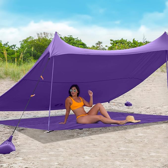 Red Suricata Sand Free Beach Mat – Large Sandproof Beach Blanket, Sandless, Waterproof – Fits and Matches Beach Canopy - Oversized Sand Proof Beach Mats for Outdoor, Picnic, Camping (Large, Purple)