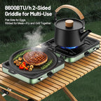 Portable Gas stove, 2 Burner Camping Stove with Griddle and Carrying Bag & Hose, 8600BTU Portable Gas Stove with Piezo Ignition & Adjustable Burners,for Camping Tailgating BBQ Essentials Gear