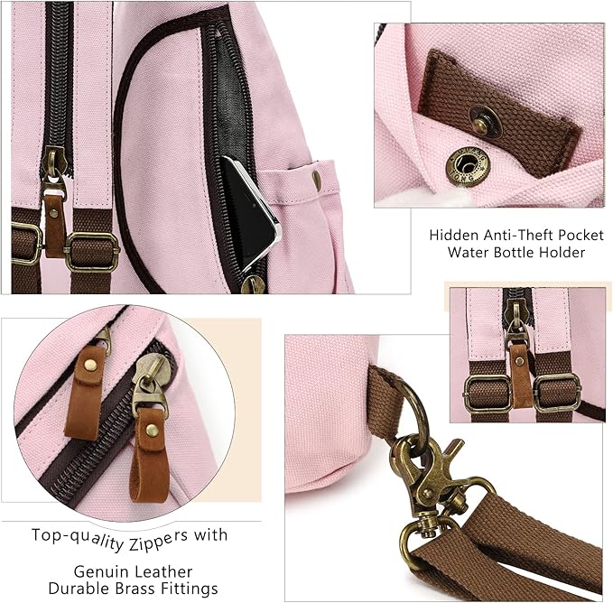 KL928 Canvas Sling Bag - Small Crossbody Backpack Shoulder Casual Daypack Rucksack for Men Women(Large Version)