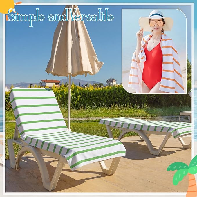 EBOOT 10 Pack Oversized Beach Towel Set Extra Large Pool Towels Microfiber Quick Dry Swim Blanket for Adult Women Men Face Hand Body Bath Travel Pool(Mixed Color,28 x 59 Inch,Classic Stripe)