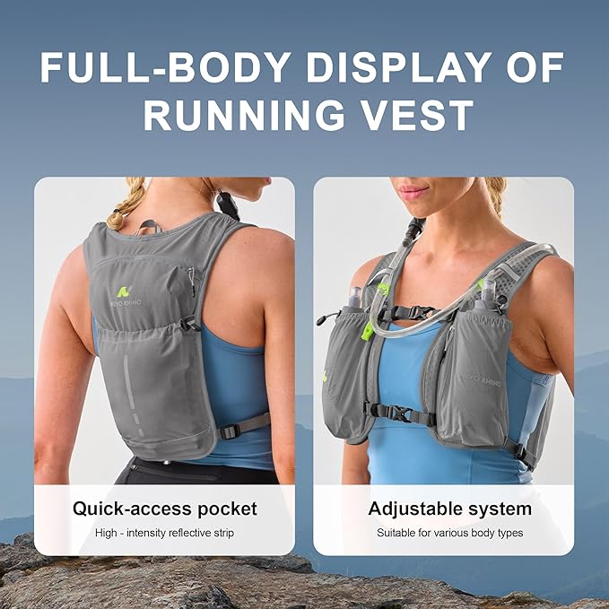 N NEVO RHINO Running Vest, Lightweight Hydration Vest, Insulated Water Backpack with 1.5L Water Bladder for Hiking, Trail, Running,Marathons,Cycling