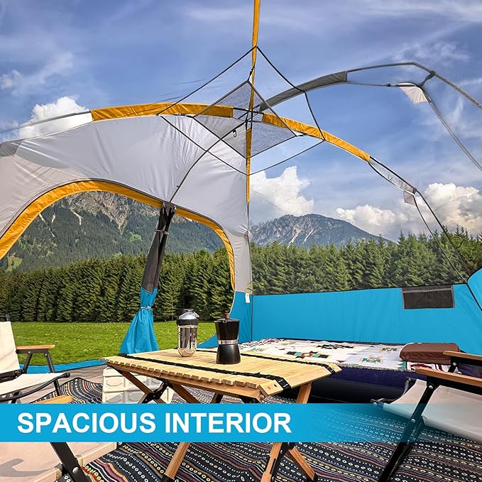 CAMPROS CP Tent 8 Person Camping Tents, Waterproof Windproof Family Tent with Top Rainfly, Large Mesh Windows, Double Layer, Easy Set Up, Portable with Carry Bag, for All Seasons