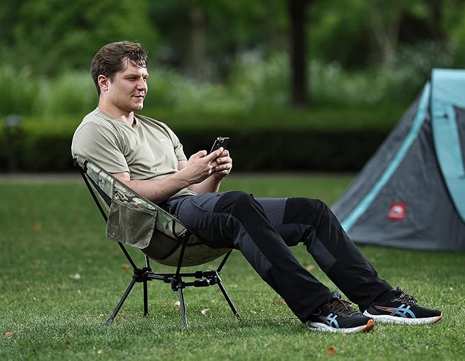 MARCHWAY Lightweight Folding Camping Chair, Portable Foldable Compact for Outdoor Camp, Travel, Beach, Picnic, Festival, Hiking, Backpacking, Supports 330Lbs (Camo)