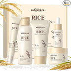 5PCS Rice Skincare Set, Korean Hydrating Skin Care for Girls Teens Women, Rice Cleanser Toner Serum Face Cream Eye Cream, Moisturizing Daily Skincare Routine Kit