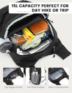 SKYSPER 15L Lightweight Small Hiking Backpack for Women Men, Foldable Travel Daypack, Packable Camping Backpack, Mini Outdoor Hiking Bag (Black)