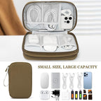 FYY Electronic Organizer, Large Travel Cable Organizer Bag Pouch Electronic Accessories Carry Case Portable Waterproof Double Layers All-in-One Storage Bag for Cable, Cord, Charger, Phone, Brown