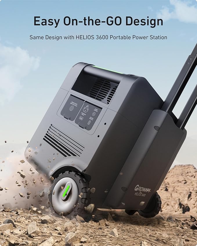 GROWATT 3686Wh Extra Battery for HELIOS 3600 Portable Power Station, LiFePo4 Expansion Battery, 9 DC Outlets for Cell Phone, PC, Tablets or Other Devices, for Home Use, Emergency, Camping and RV