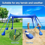 Beach Tent Sun Shelter 10x10ft, Shade Canopy, Sunshade UPF50+ with 8 Sandbags, Sand Shovels, Ground Pegs & Stability Poles, Portable Carry Bag for Family Party,Camping,Fishing,Backyard,Picnics