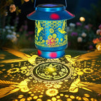 Hummingbird Solar Lanterns Outdoor Waterproof Brim,Garden Decor Birthday Gifts for Women Mom Grandma,Blue Spray Paint Metal Hanging Solar Lights Outside Decorative for Yard Patio Backyard Pathway