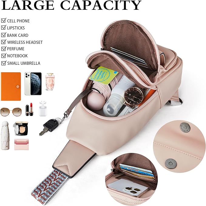 Sling Bag Crossbody Bags for Women Small Cross Body Bag Fanny Packs Chest Sling Purse for Daily Travel Leisure Sport