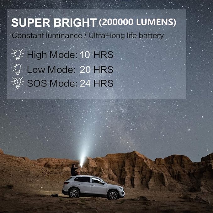 BUYSIGHT Rechargeable Spotlight Flashlight, Hand held Spotlight 800 lumens Waterproof Flashlight Hunting Lamp with red Filter(Black)