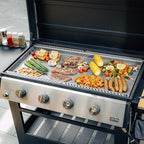 Propane Gas Griddle 4-Burner, Outdoor Gas Stove with 555 sq.in Cooking Area, Foldable Side Tables, Towel Rack, Flat Top Grill Griddle for Patio Barbecue, Backyard, BBQ Party, GS352