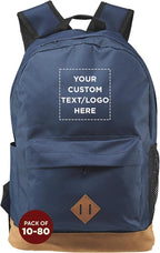 DISCOUNT PROMOS Custom Multipurpose Laptop Backpacks Set of 10/40/80, Personalized Bulk Pack - Lots of Features for Everyday Use, Perfect for Employess, Businessman - Blue