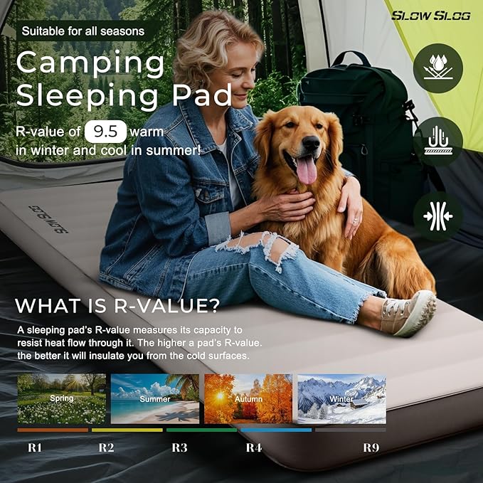 Self-Inflating Sleeping Pad with Portable Electric Air Pump, 4in Thick Memory Foam Camping Mattress for Tent Cot & Car Travel, Fast Inflate & Deflate Camping Pad