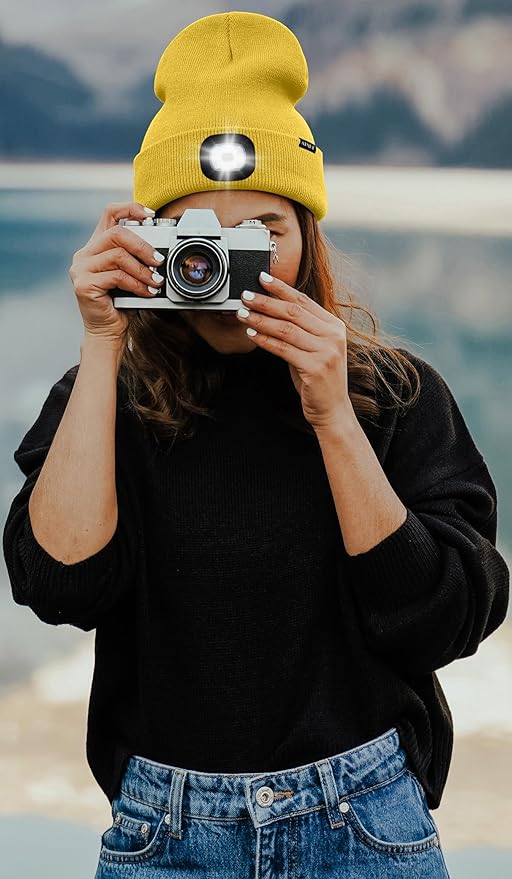 ATNKE LED Lighted Beanie Hat,USB Rechargeable 4 LED Running Headlamp Bright Cap with The Light Gifts for Men and Women