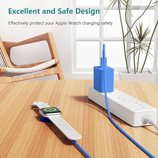 Upgraded Apple Watch Charger, Magnetic Fast Charger, USB C Charger Block Plug Adapter with 6FT iWatch Portable Wireless Fast Charging Cable Cord for iWatch Series Ultra/9/8/7/6/SE/SE2/5/4/3 Blue