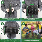 Folding Camping Stool, Square Collapsible Portable Stool with Elastic Seat Cushion& Adjustable Nylon Bag, Sturdy Lightweight Telescoping Foldable,Max Load 485lb (Green)