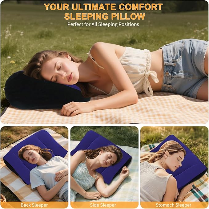 Inflatable Wedge Pillow Camping Cushions – Portable Folding Body Positioners Lightweight Wedge Pillow,Cushion for Yoga,Sleeping,Travel,Reading Lumbar Cushion for Back Pain and Pressure Relief