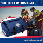 First Responder Trauma First Aid Kit Bag – Fully Stocked Emergency Medical Kit for Workplace, Vehicle & Home – OSHA & ANSI Compliant – Portable – Blue