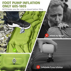 Double Sleeping Pad for Camping, Self Inflating 4" Extra Thick Camping Sleeping Pad for 2 Person with Pillow, Built-in Foot Pump, Portable Sleeping Mat for Backpacking, Hiking, Travel Tent