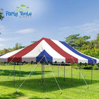 Party Tents Direct 20'x30' Weekender Canopy Pole Tent - Easy Up Canopy Tent with 120 Person Capacity - Outdoor Canopies for Parties, Weddings, & Events (Red White and Blue Top)