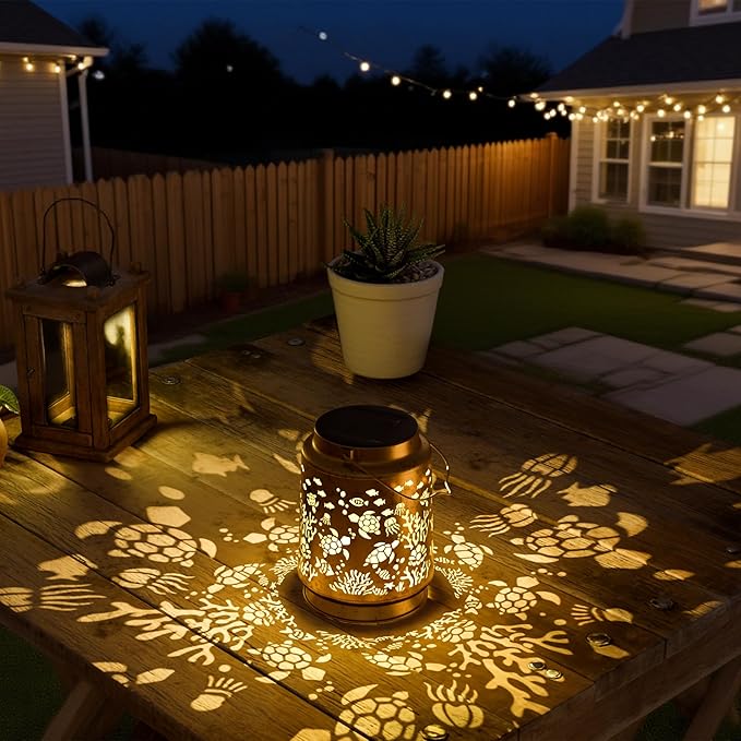Sea Turtle Solar Lantern for Garden Outdoor Decor – Hanging Metal Light Decoration for Patio, Yard, Lawn, Pathway, Backyard – Birthday Gift for Mom, Women, Grandma