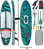 ZLX 11'6" Extra Wide Inflatable Stand Up Paddle Board SUP, Stable Non-Slip Deck Pad, Unique Fin System and Premium iSUP Accessories - Portable Backpack & Upgraded Pump for Adults, All Skill Levels
