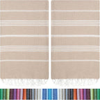 HAVLULAND Oversized Turkish Beach Towel 72’’x40’’ - Set of 12 | 100% Cotton Lightweight Sand Free Quick Dry Pool Towels | Extra Large Bath Towels for Adults Beach Blanket Essentials Case of 12 Beige
