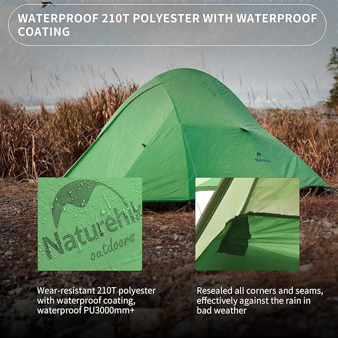 Naturehike Cloud-Up Tent Lightweight Backpacking Tent with Footprint - Free Standing Ultralight Camping Hiking Backpack Tents