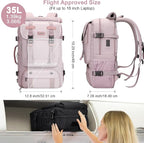 PIJUSHI Travel Backpack for Women Carry on Luggage Backpack Flight Approved Convertible Duffle Bag Fit 16 Inch Laptop(PE037 Light Purple)