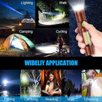 Hoxida Flashlight USB Rechargeable, Magnetic LED Flashlight, Super Bright LED Tactical Flashlight with Cob Sidelight, Waterproof, Zoomable Best Small LED Flashlight for Camping, Emergency - Brwon