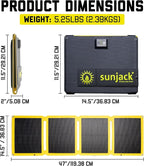 SunJack – 60 Watt Foldable Solar Panel, ETFE Waterproof Portable Solar Panel with Kickstands, USB-C PD30W, USB-A QC3.0, DC Output, Solar Panels for Camping, Hiking, Emergency Power