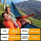 NATUREFUN Ultra-Light Travel Camping Hammock | 300kg Load Capacity,Breathable,Quick-Drying | 2 x Premium Carabiners,2 x Nylon Slings Included | Outdoor Indoor Garden