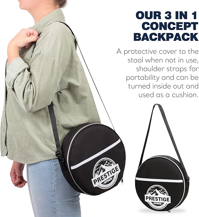 3-in-1 Cushion Carry Case for Round Telescopic Stools, Collapsible Stool Chair Pads with Thickened Foam Cushion, Fits All Round Retractable Folding Stools (Case Only), 1-Pack, Black