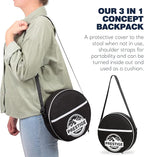 3-in-1 Cushion Carry Case for Round Telescopic Stools, Collapsible Stool Chair Pads with Thickened Foam Cushion, Fits All Round Retractable Folding Stools (Case Only), 1-Pack, Black