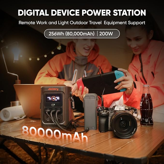 Jackery Explorer 240D Power Bank, 256Wh LiFePO4 Battery Portable Power Station, Charging Cable Included with 100W Soalr Panel